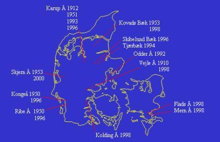 Kort Over åEr I Danmark Genetiske forskelle hos ørreder   Fiskepleje.dk Kort Over åEr I Danmark