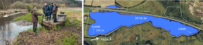 Vådområde - Indløbet til Knabberup Engsø som er etableret ved siden af Vejle Å 