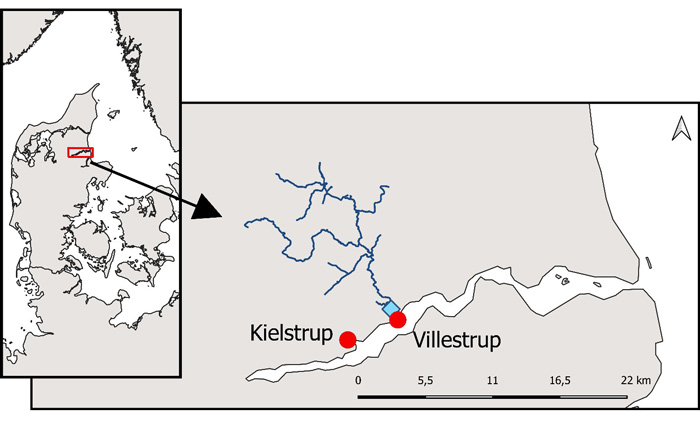 Villestrup Å har udløb i Mariager Fjord